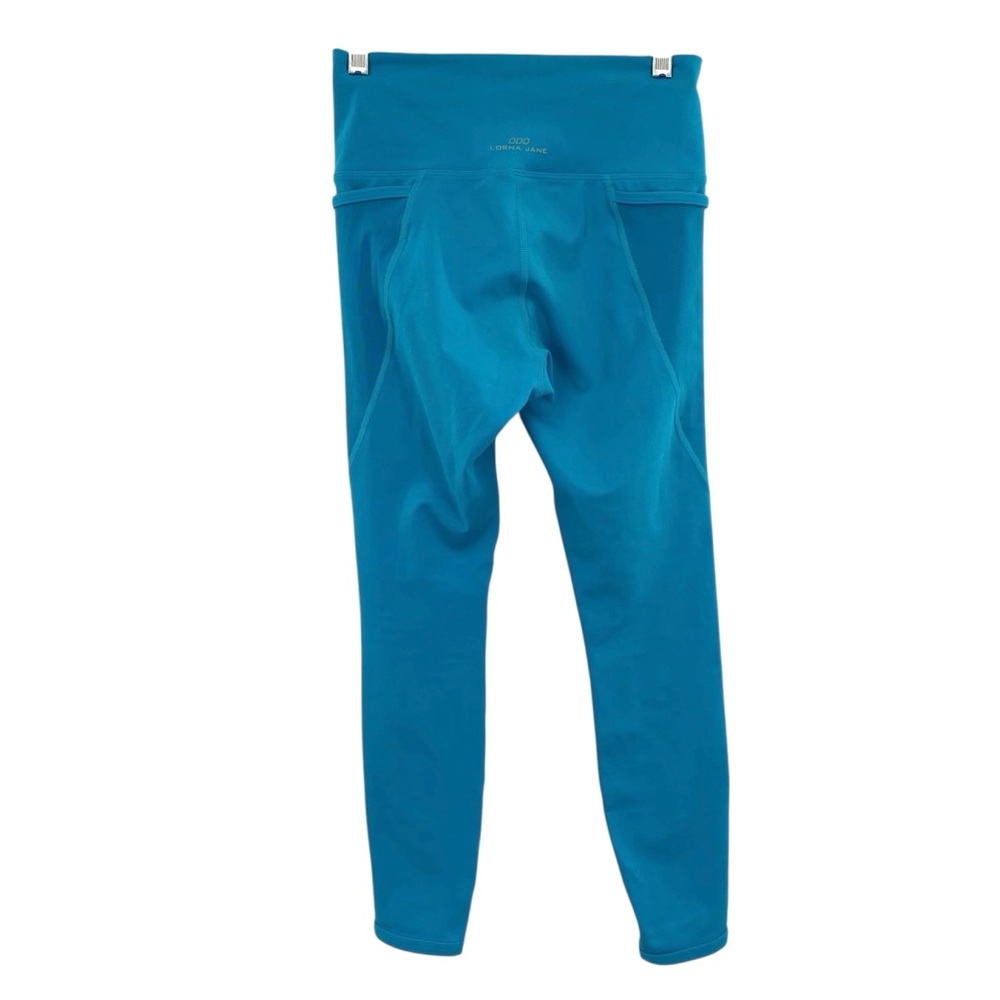 Lorna Jane High Waisted Cropped Ankle Blue Leggings Mesh Panel - Picture 4 of 7